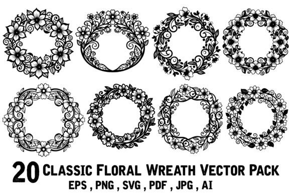 20 Classic Floral Wreath Vector Pack Review