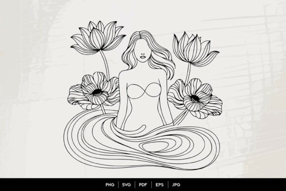Abstract Floral Woman Line Art: Premium Graphics & Illustrations