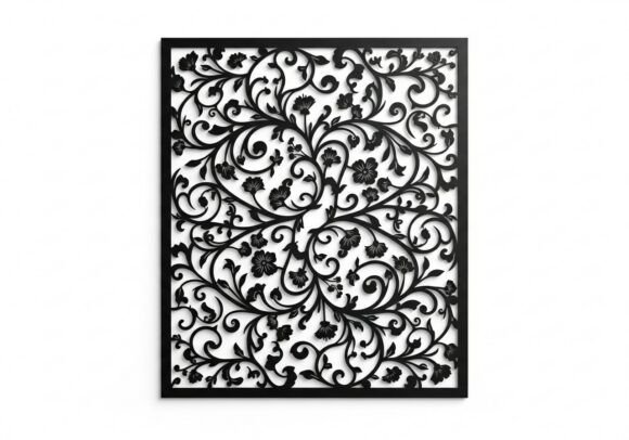 Black Floral Border Graphics & Illustrations