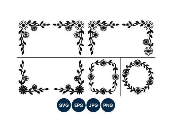 Black Floral Corner Frame Vector: Premium Graphics and Illustrations for Modern Brands