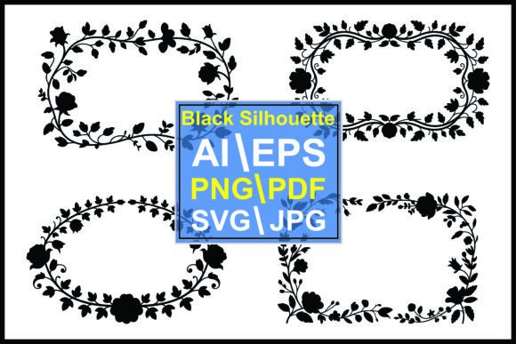 Black Floral Frame Borders Flowers