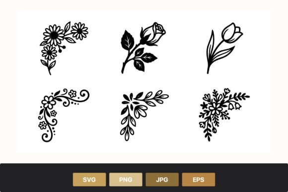 Black White Floral Corner Designs: Graphics & Illustrations Review