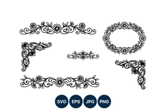 Black White Floral Swirl Corner Frame: Graphics for Real Crafts