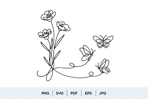 Butterfly Floral One Line Art SVG for Graphics and Illustrations