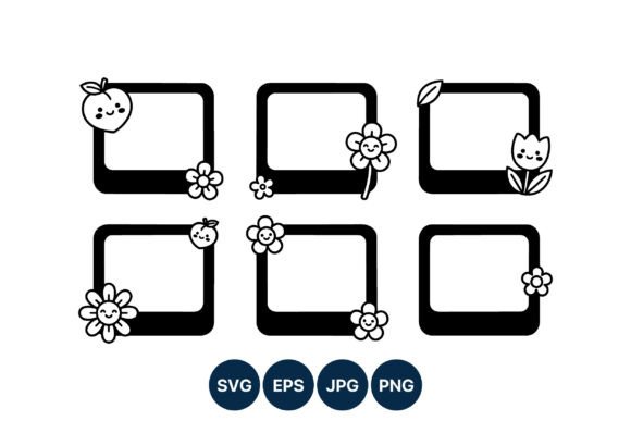 Cute Black White Floral Frames: Essential Graphics and Illustrations
