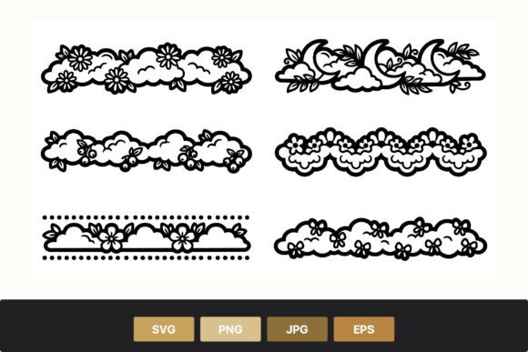Floral and Cloud Border Vector Art