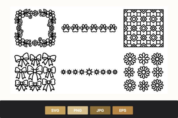Floral Frame Paw Print Star Borders: Graphics & Illustrations Review