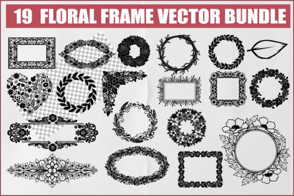 Floral Frame SVG Bundle Set for Graphics & Illustrations
