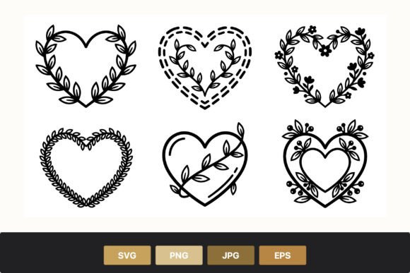 Floral Heart Wreath Outlines: Premium Graphics for Illustrations