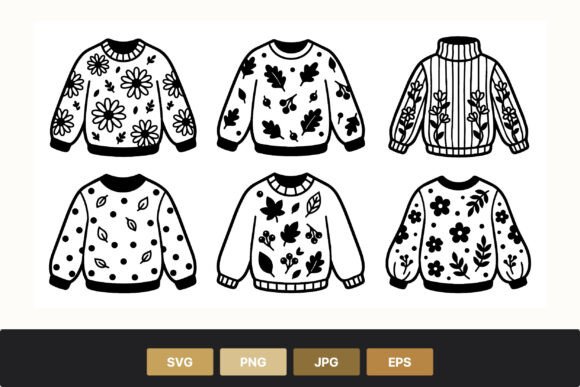 Floral Leaf Sweater Vector Art: Graphics & Illustrations for Handmade Brands