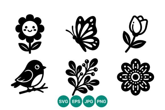 Floral Silhouette Vector Set: Graphics & Illustrations