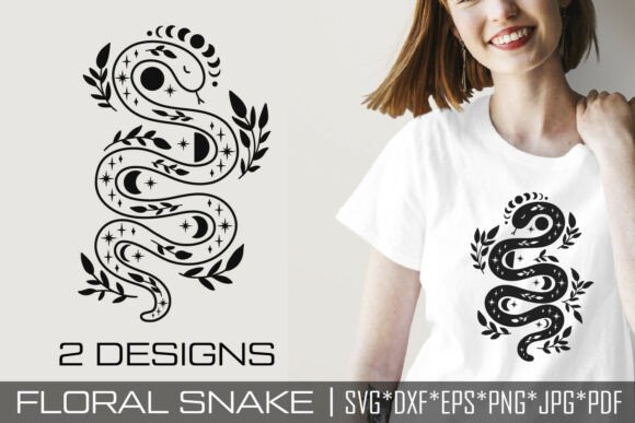 Floral Snake SVG Celestial Design