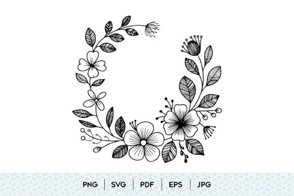 Floral Wreath Line Art Graphics for Real Illustrations