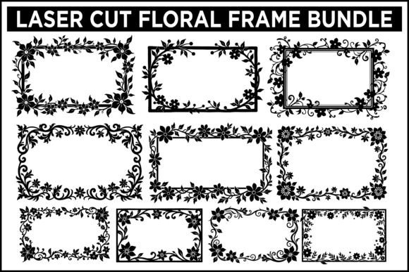 Laser Cut Floral Frame Bundle for Graphics & Illustrations