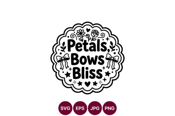 Petals Bows Bliss Black White Floral Graphics & Illustrations
