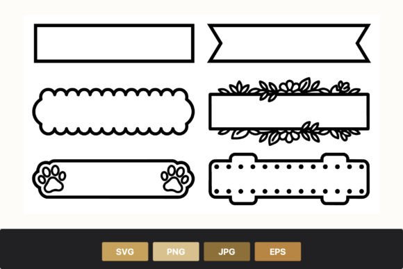 Rectangular Label Frames with Floral and Graphics for Illustrations