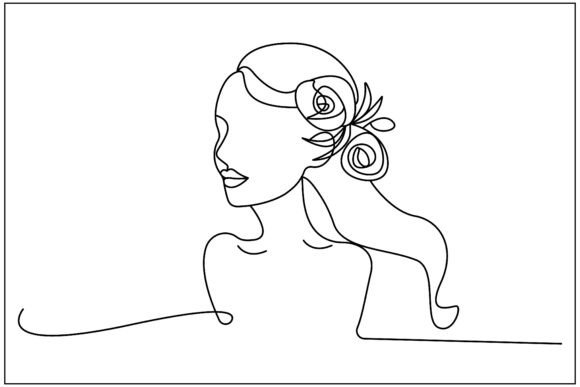 Rose Floral Woman Line Art Graphics for Modern Illustrations