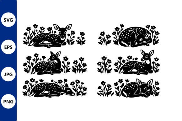 Sleeping Fawns Floral Vector: Editorial Graphics & Illustrations