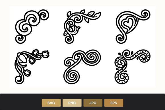 Swirl Floral Corner Decoration Set: Premium Graphics for Handmade Projects