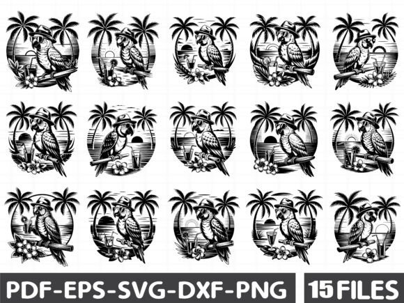 Tropical Parrot Heart SVG, Floral Parrot Graphics & Illustrations