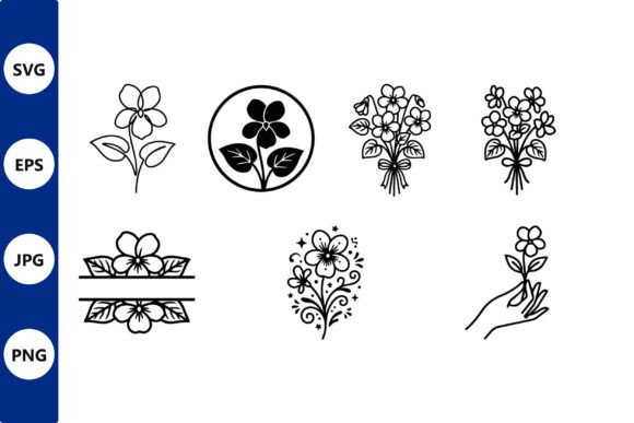 Vector Floral Doodle Set: Line Art Graphics & Illustrations